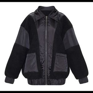 Prettylittlething black oversized coat